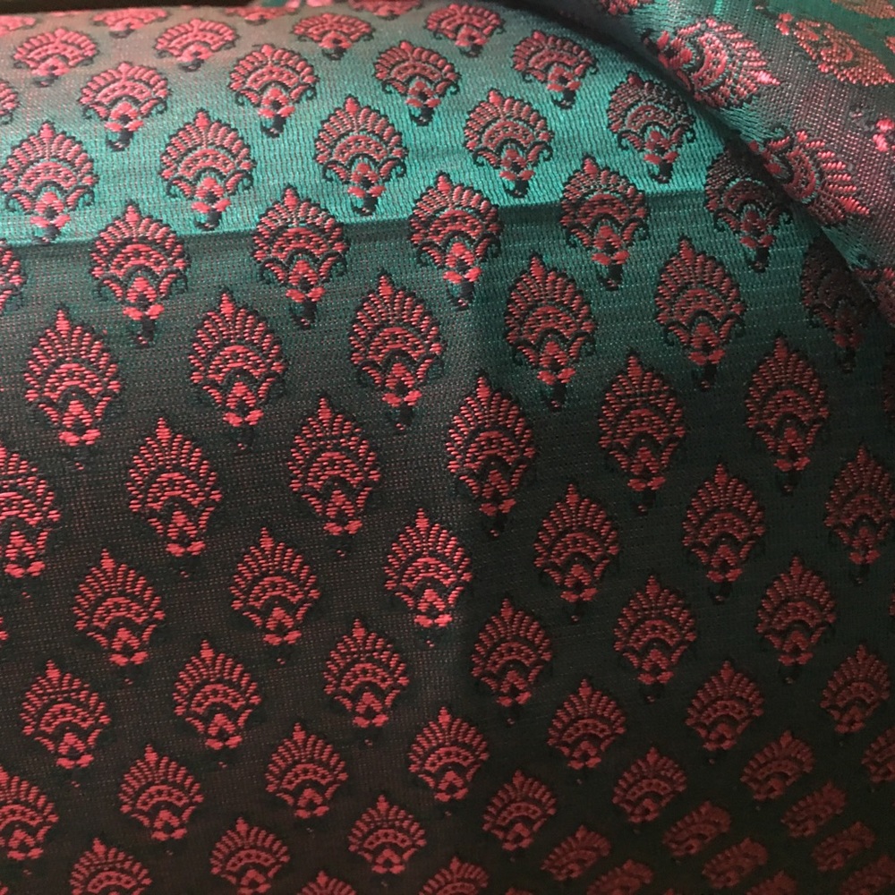 Silk Scarf with tassels in Teal/ Magenta 6.5’x2’